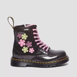 Dr. Martens 1460 Glitter & Flower Applique Lace Up Boots in Black
